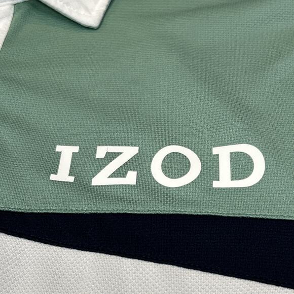 Izod Performance Xtreme Function Cool FX Golf Polo Men’s Large Green White Blue - Picture 4 of 14